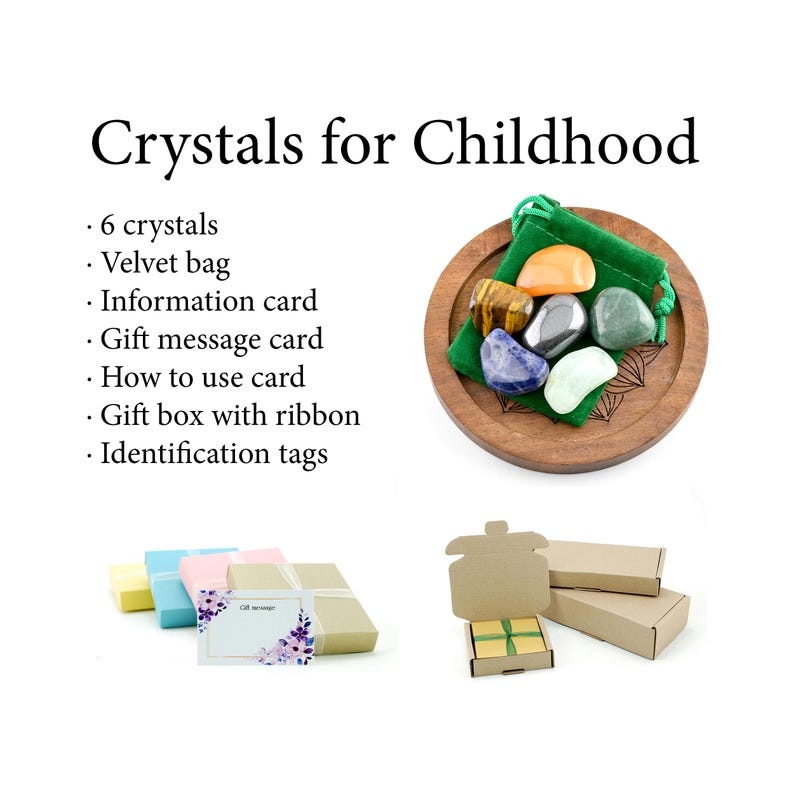 Childhood Crystals Set, Gift For Crystal Lovers, Childrens Birthday Gift, Healing Gemstones image 2