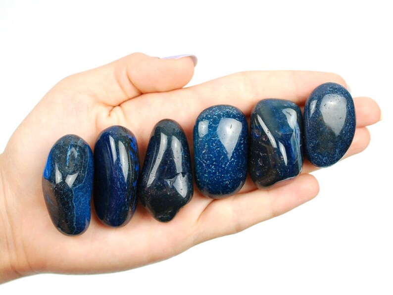 Dark Blue Agate Tumbled Stone Agate Tumbled Stones Healing Etsy