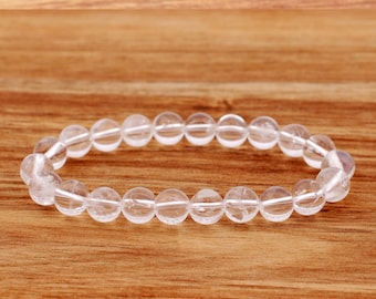 Clear Quartz Bracelet, 8mm Beaded Healing Crystal Jewelry, Stackable Minimalist Dainty Quartz Gemstone, Energy Amplifier Gift, Мanifest