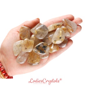 Rutilated Quartz Tumbled Stone, Rutilated Quartz, Tumbled Stones, Stones, Crystals, Rocks, Gifts, Gemstones, Gems, Zodiac Crystals, Healing