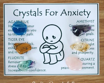 Anxiety Crystal Set, Calm And Stress Relief, Gift For Crystal Lovers, Healing Gemstones
