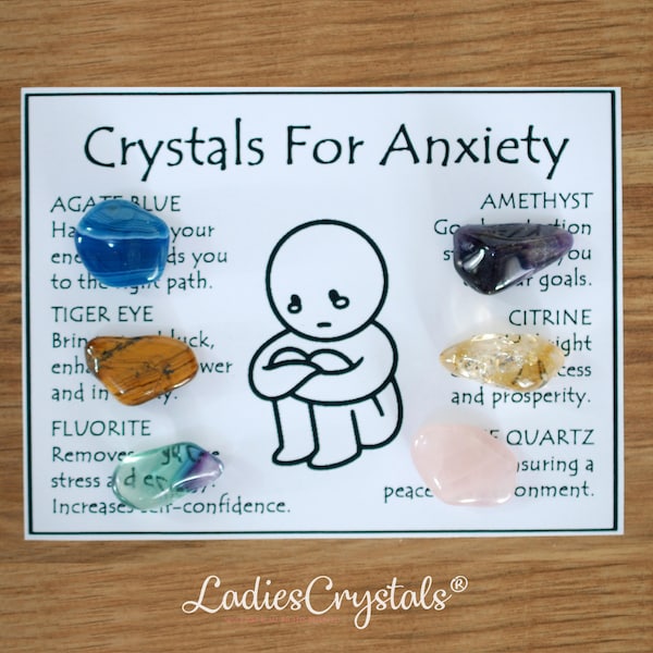 Anxiety Crystal Set, Calm And Stress Relief, Gift For Crystal Lovers, Healing Gemstones