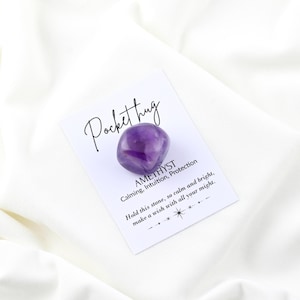 Abrazo de bolsillo con piedra preciosa de amatista, abrazo de bolsillo de cristal, cristal de amatista, piedra de bolsillo, ficha de cristal de bolsillo, regalo, recuerdos de boda, regalos de baby shower