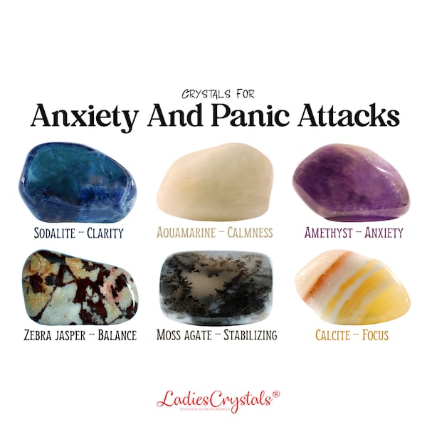 Anxiety And Panic Attacks Crystals Set, Anxiety Crystals Set, Metaphysical Crystals, Crystals Set, Crystals Set, Gifts, Gift Box, Crystals