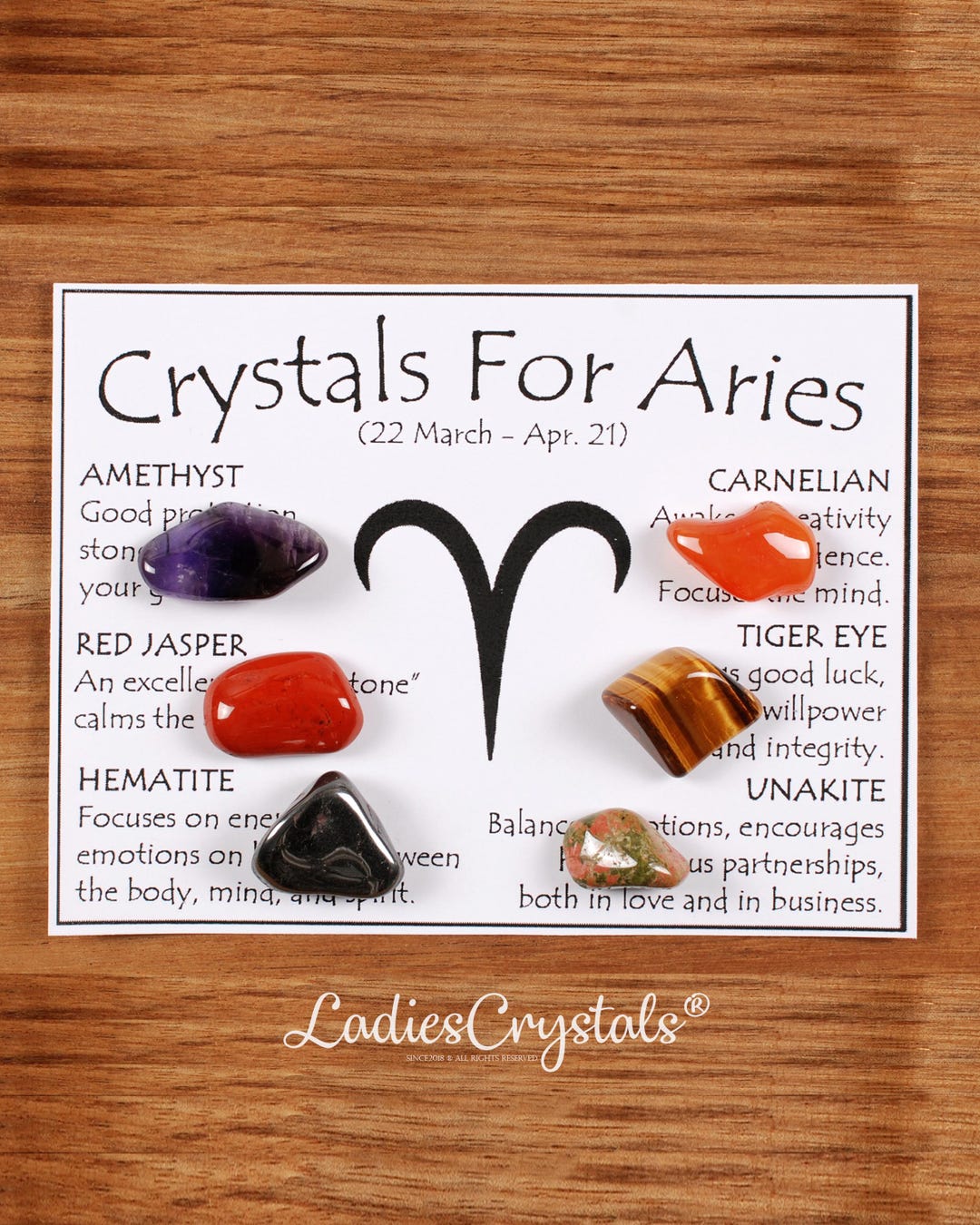 Aries Birthstones Crystals Set, Aries Crystal Kit, Crystals for Aries