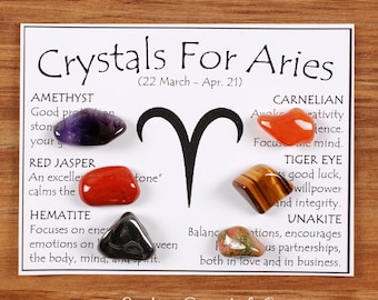 Aries Birthstones Crystals Set, Aries Crystal Kit, Crystals for
