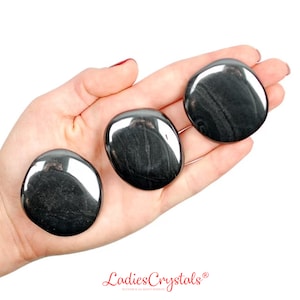 Hematite Smooth Stone, Healing Crystals, Hematite Flat Smoothstone, Hematite Palmstone, Hematite Worry Stone, LadiesCrystals Ladies Crystals