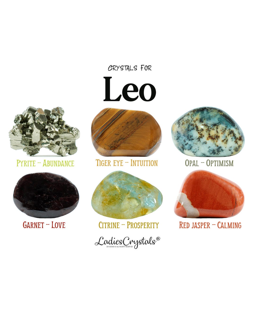 Buy Leo Crystals Set, Leo Stones, Zodiac Stones, Pyrite, Tiger Eye