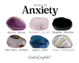 Juego de cristales para aliviar la ansiedad, calma y paz, regalo para amantes de los cristales, piedras preciosas curativas