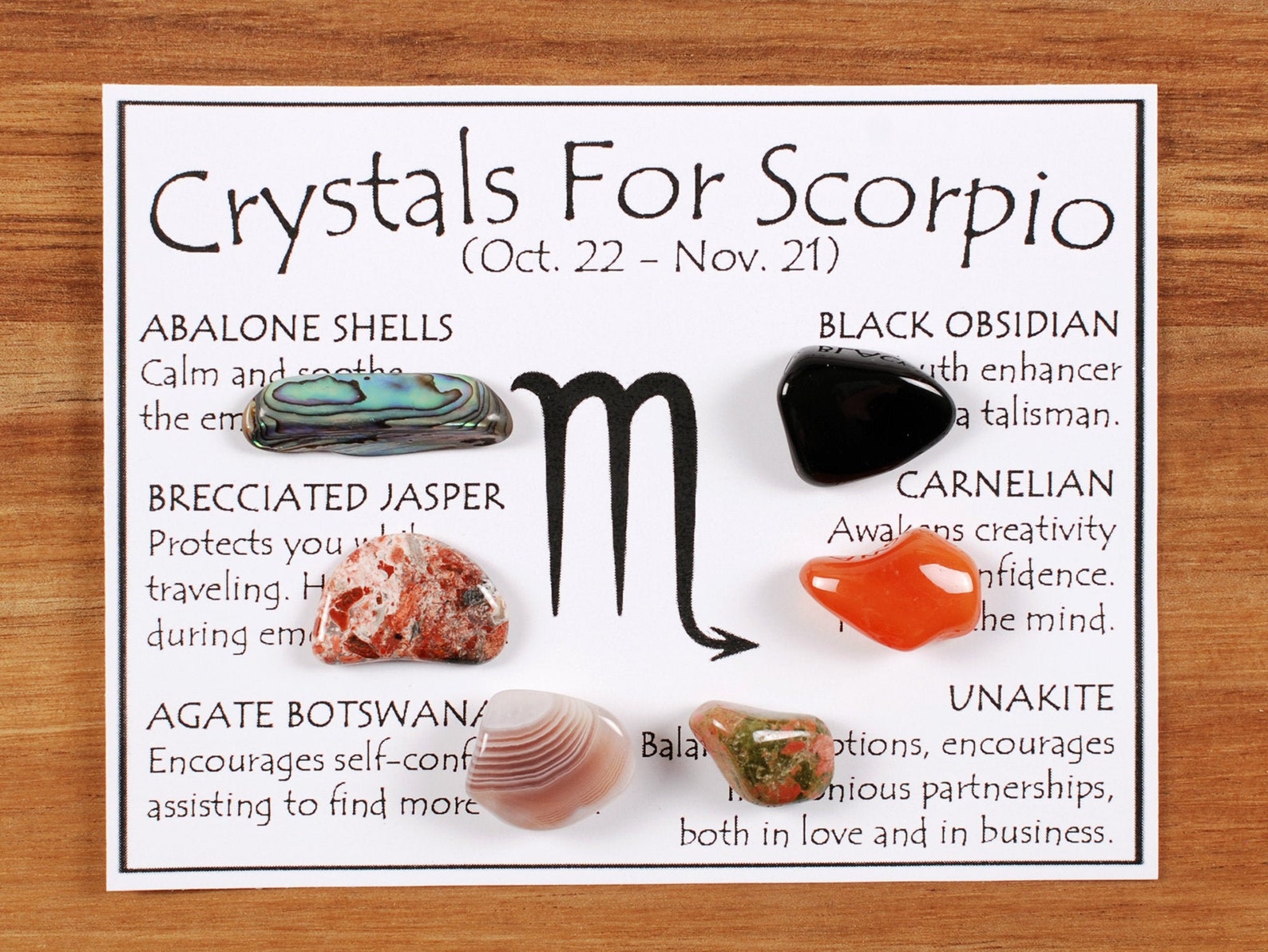 Scorpio Zodiac Crystal Set Scorpio Zodiac Stones Birthstone Etsy