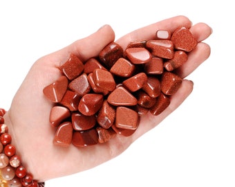 Set of 10 Goldstone Tumbled Stones, Sparkling Brown Crystal Kit, Ambition And Altar