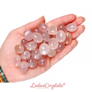 Set Of 10 Pink Chalcedony Tumbled Stones, Pink Chalcedony, Tumbled Stone, Chalcedony, Stones, Crystals, Rocks, Gifts, Gemstones, Gems, Stone