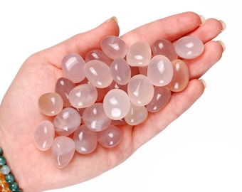 Set of 10 Pink Chalcedony Tumbled Stones, Bulk Wholesale, Love, Calm And Emotional Healing Gift, Gentleness Crystal For Cancer Libra
