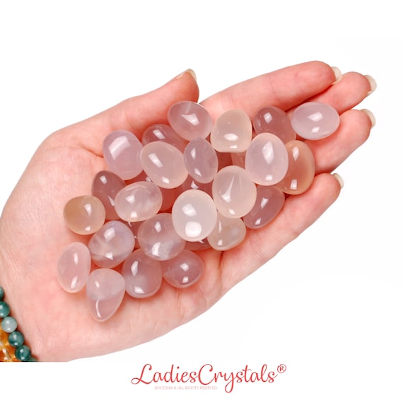 Set of 10 Pink Chalcedony Tumbled Stones, Bulk Wholesale, Love, Calm And Emotional Healing Gift, Gentleness Crystal For Cancer Libra