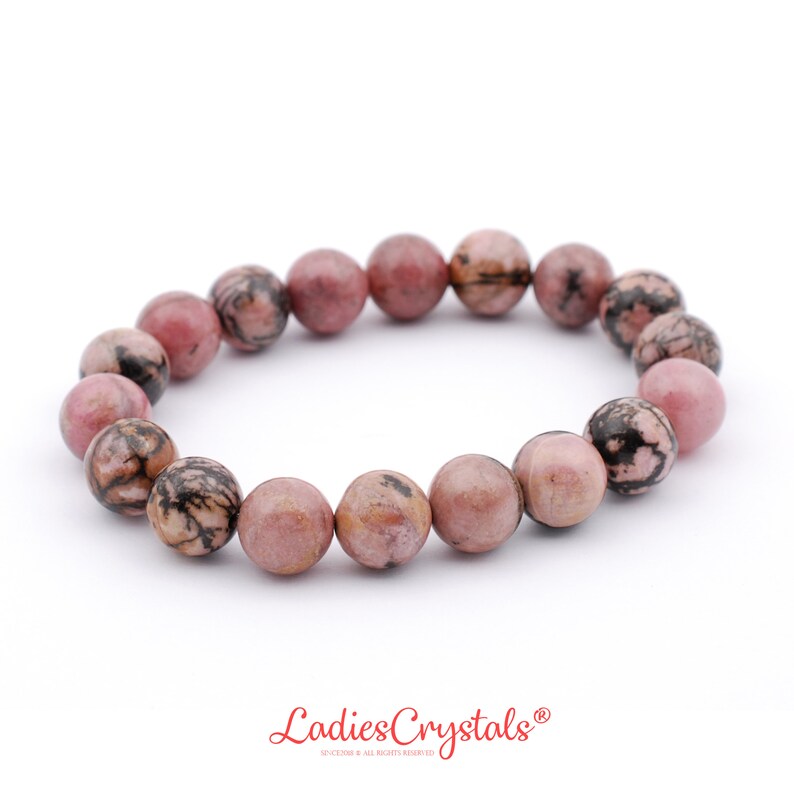 Rhodonite Bracelet, Rhodonite Bracelet 10 mm, Fertility Bracelet, Bracelets, Metaphysical Crystals, Wedding Favors, Gifts, Crystals, Gems image 2