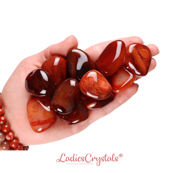Dark Carnelian Tumbled Stone, Natural Gemstone, Motivation and