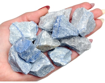 ブルークォーツ原石（箱入り平打ち）1～2インチ（約2.5～5cm