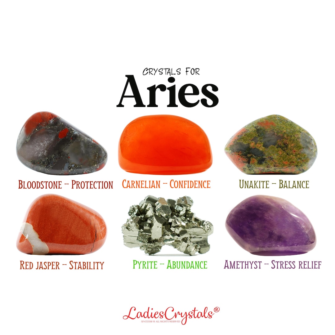 Aries Zodiac Crystal Set Bloodstone, Carnelian, Unakite, Jasper
