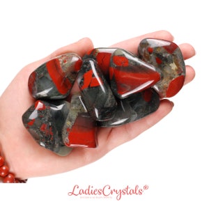 Bloodstone Tumbled Stone for Courage And Vitality | Heliotrope Crystal, Protection Pocket Stone