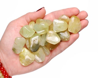 Prehnite Tumbled Stone, Gift For Crystal Lovers, Natural Green Gemstone