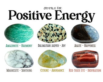 Positive Energy Crystals Set, Good Vibes, Gift for Crystal Lovers, Healing Gemstones