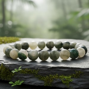 Braccialetto con pietra naturale Malachite con Albero della Vita