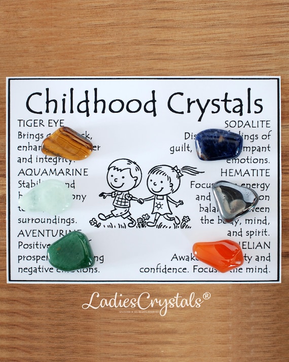 Childhood Crystals Set, Gift For Crystal Lovers, Childrens Birthday Gift, Healing Gemstones