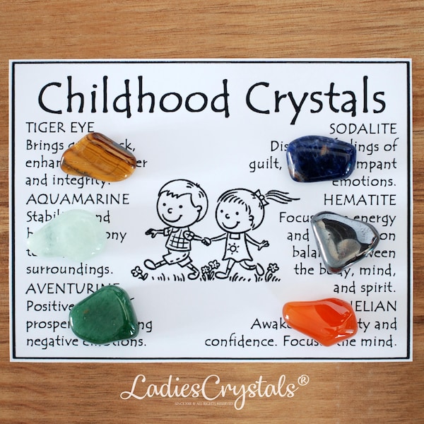 Childhood Crystals Set, Gift For Crystal Lovers, Childrens Birthday Gift, Healing Gemstones