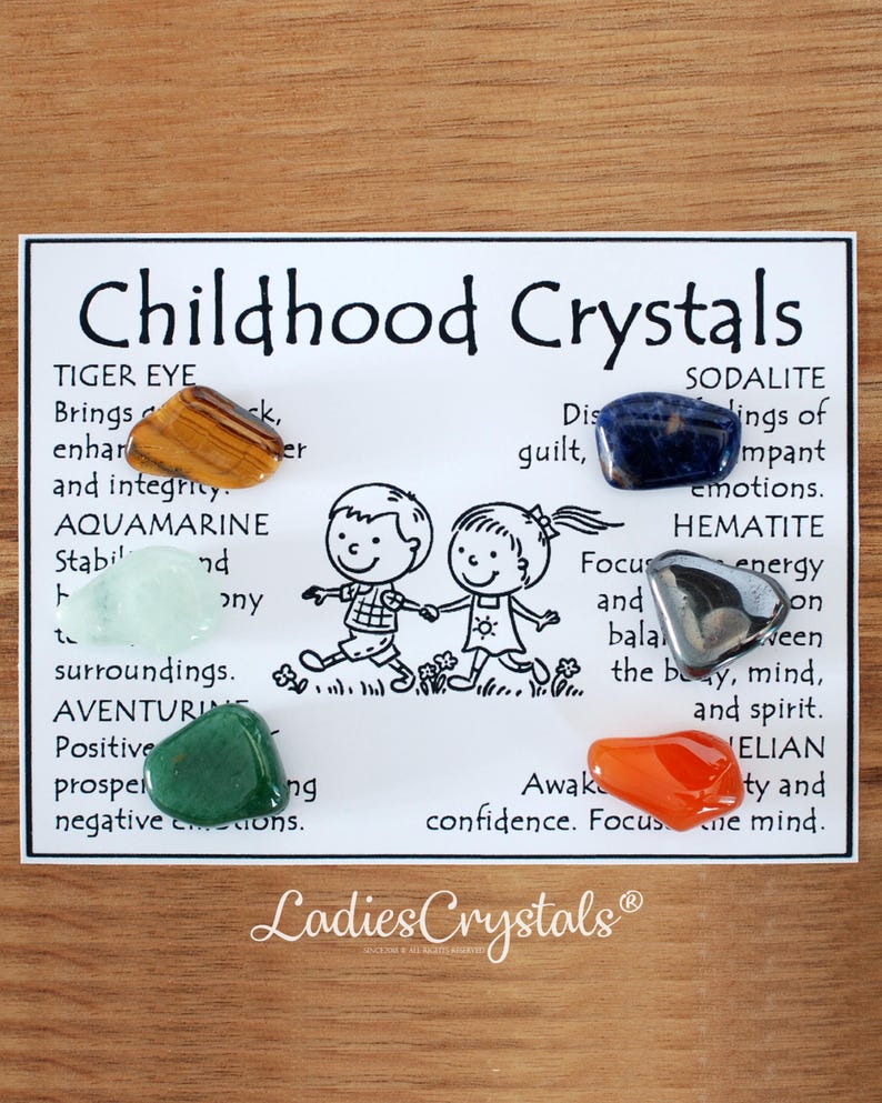 Childhood Crystals Set, Gift For Crystal Lovers, Childrens Birthday Gift, Healing Gemstones image 1
