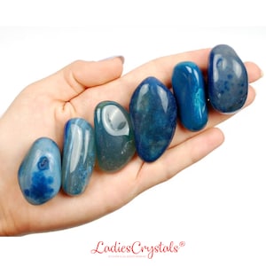 Blue Agate Tumbled Stone, Blue Agate, Tumbled Stones, Agate, Stones, Crystals, Rocks, Gifts, Gemstones, Gems, Zodiac Crystals, Healing