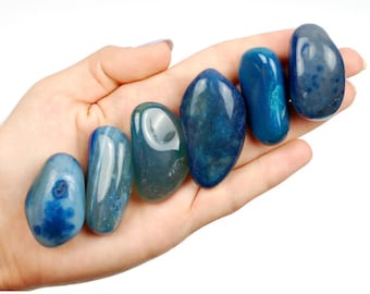 Blue Agate Tumbled Stone, Calm Communication Анд Peace, Throat Chakra Gem
