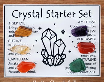 Starter Crystal Set, Essential Collection, Gift For Crystal Lovers, Healing Gemstones