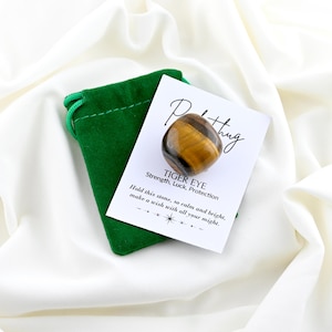 Tiger Eye Pocket Hug, Protection Stone For Strength, Personalized Gift for Him Or Her, Encouragement Crystal Gift Box With Custom Card