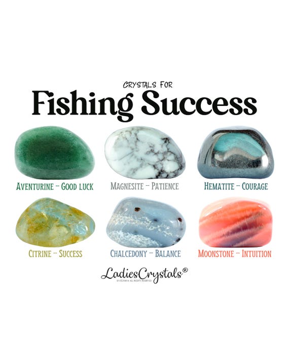 Fishing Success Crystals Set, Luck and Patience, Gift for Crystal