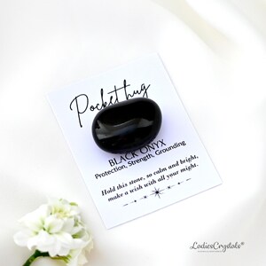 Abrazo de bolsillo de piedra preciosa de ónix negro, abrazo de bolsillo de cristal, cristal de ónix negro, ficha de cristal de bolsillo, piedra de bolsillo, regalos, favores de boda