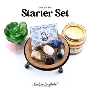 Crystal Starter Set, Beginner Crystal Kit, Agate, Rose Quartz, Sodalite, Jasper, Blue Tiger Eye, Black Tourmaline, Gifts, Crystals, Stone, 2