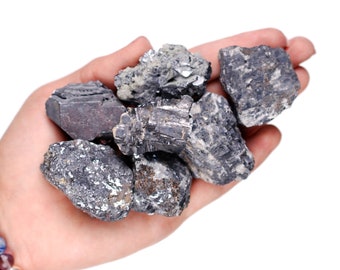 Pietra grezza di Galena, esemplare metallico naturale per la messa a terra, la concentrazione e l'ancoraggio del chakra della radice