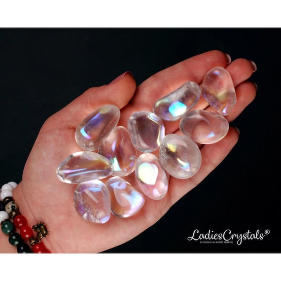 Aqua Aura Tumbled Stone, Auric Expansion, Throat Chakra Ritual Gem, Healing Gemstones