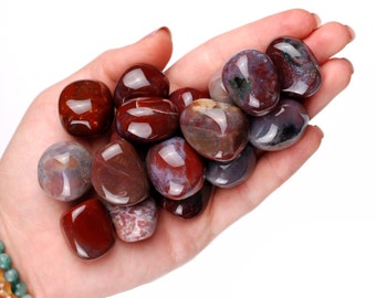Pink Red Chalcedony Tumbled Stone, Polished Heart Crystal, Altar Ritual Healing Gem