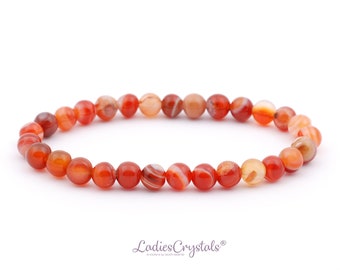 Sardonyx Bracelet, Orange Sardonyx, Sardonyx Bracelet 6 mm, Sardonyx, Bracelets, Metaphysical Crystals, Stones, Crystals, Gifts, Gemstones