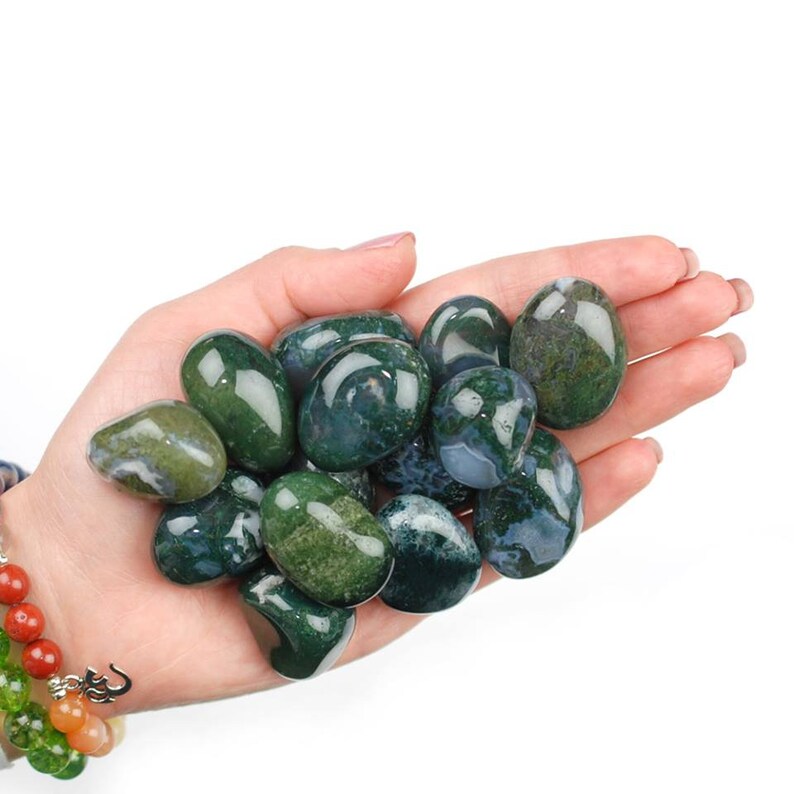 Green Moss Agate Tumbled Stone Moss Agate Tumbled Stones | Etsy