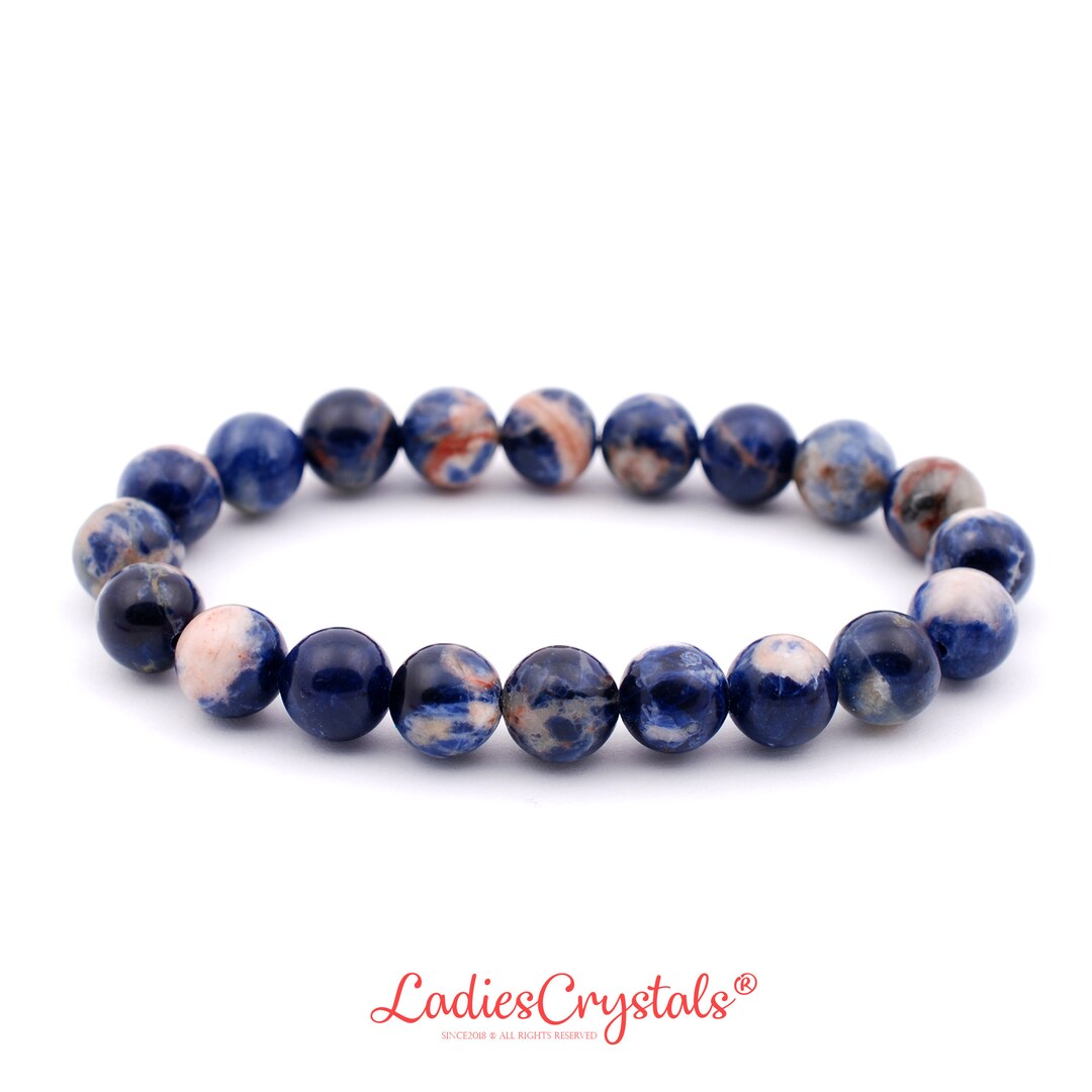 Sodalite Gemstone Bracelet – 8mm Beads, Stretch Fit, Handmade With Gift Bag & Card