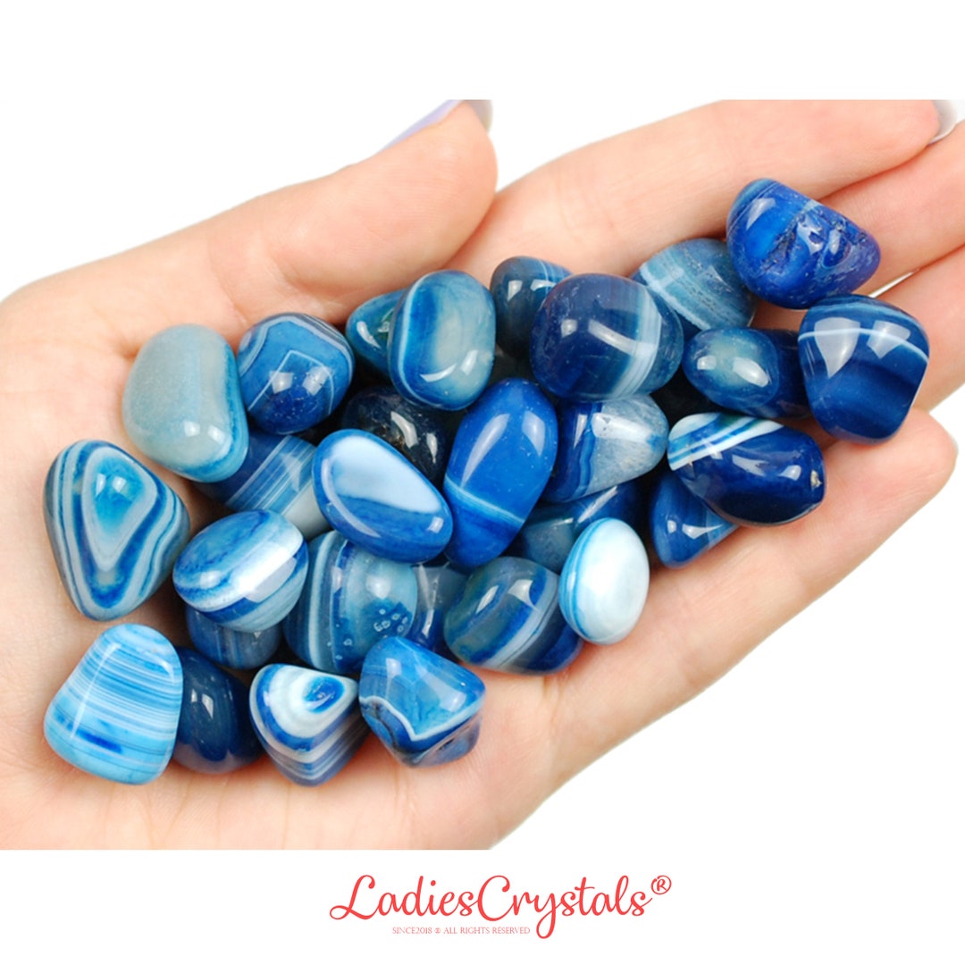 Blue Agate Tumbled Stone, Blue Agate, Tumbled Stones, Crystals, Stones