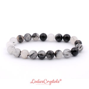 Cuarzo Turmalina Negra de 8 mm, Turmalina Negra, Pulseras, Cristales Metafísicos, Regalos, Gemas, Pulsera de Turmalina con Cuentas, Cuarzo Turmalina