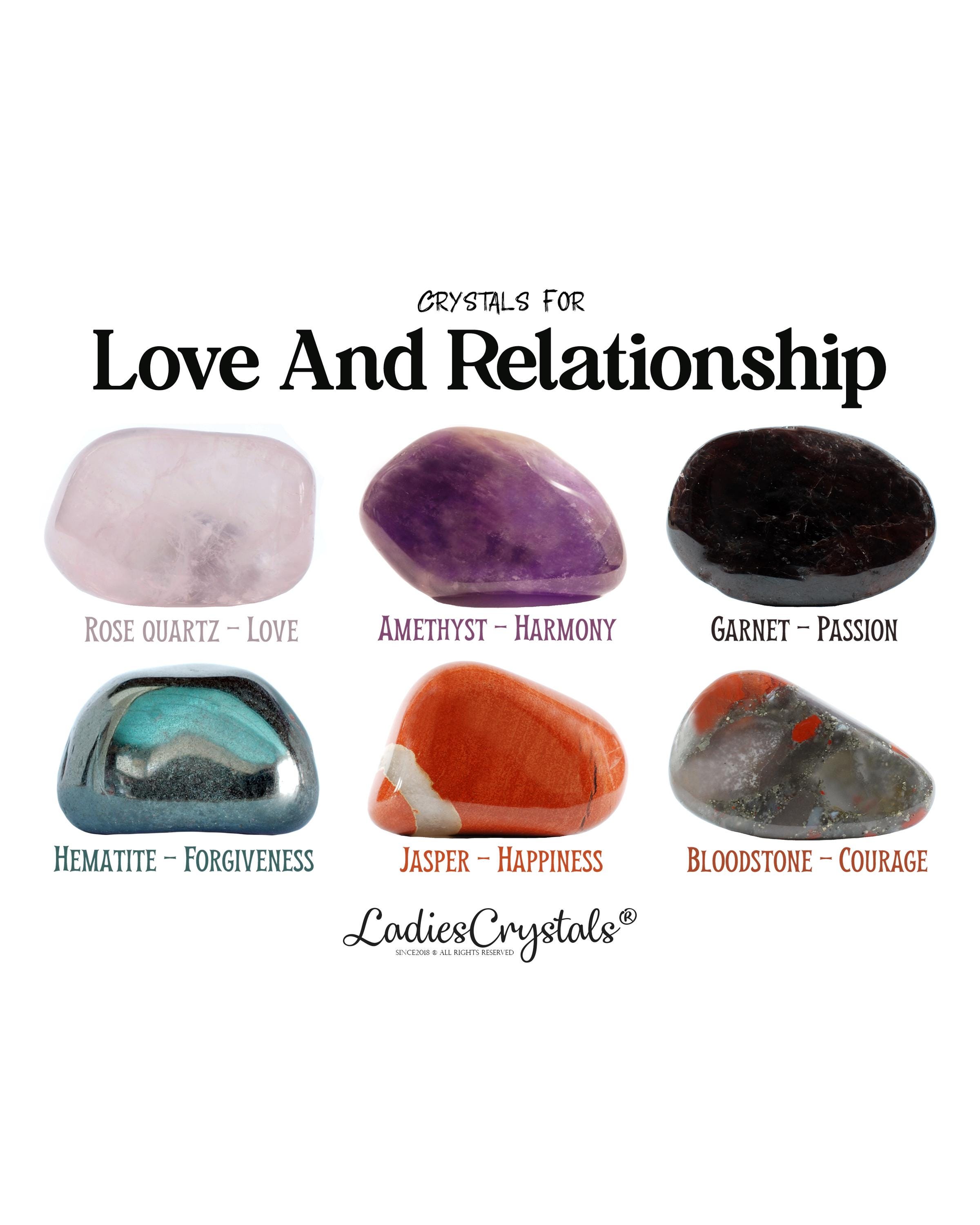 Love and Relationship Crystals Set, Harmony and Romance, Gift for