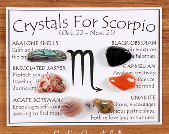 Scorpio Crystals Set, Crystals For Scorpio Zodiac Sign, Zodiac Crystals, Zodiac Stones, Healing Crystals, Gifts, Stones, Crystals, Gems