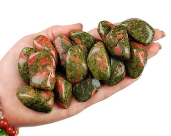Unakite Tumbled Stone, Polished Pink And Green Crystal, Emotional Balance sAnd Harmony Stone