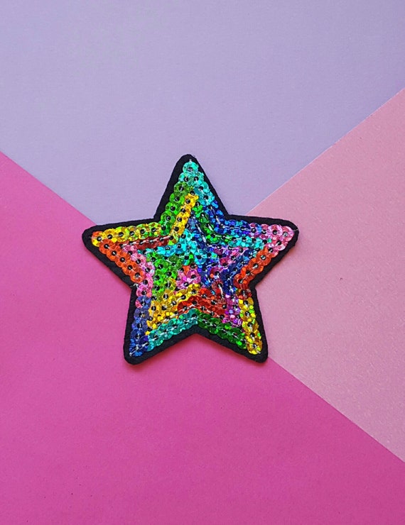 RAINBOW STAR Iron On Patch/Sequin Patch/Jacket Patch/Jean Etsy