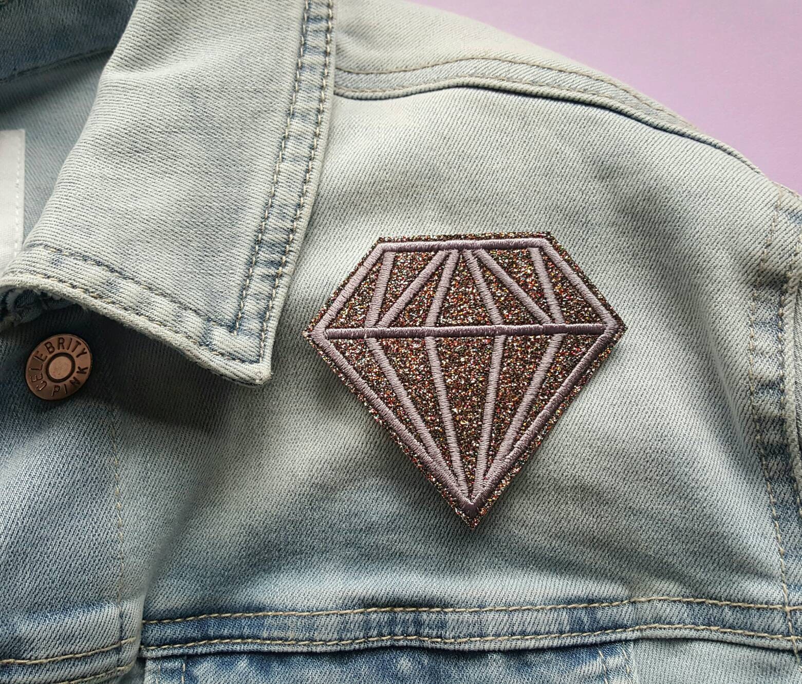 DIAMOND PATCH Iron On Patch/Glitter Patch/Embroidered Etsy
