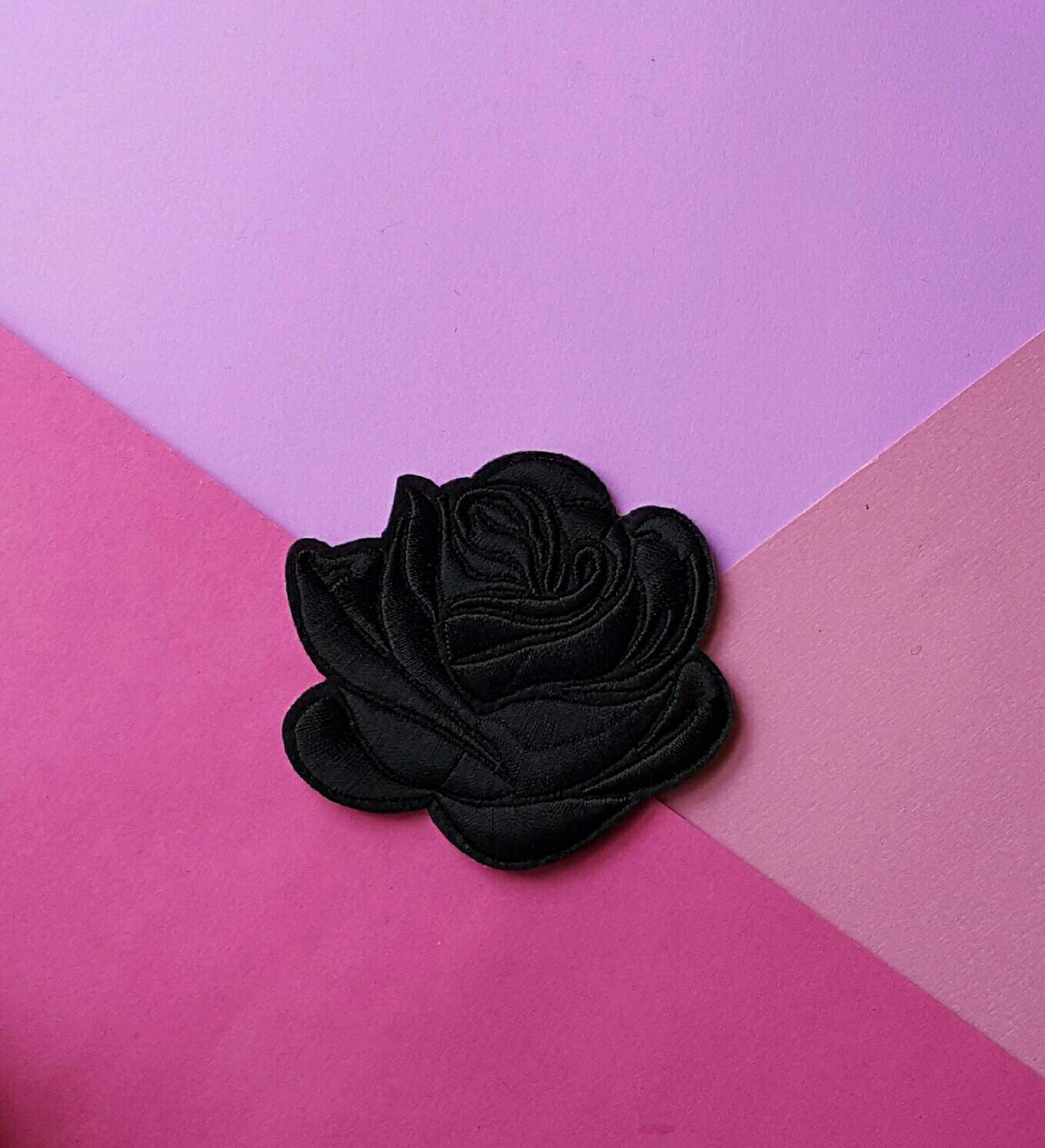 BLACK ROSE- Iron On Patch/Flower Patch/Clothing Patch/Jacket Patch/Ba…